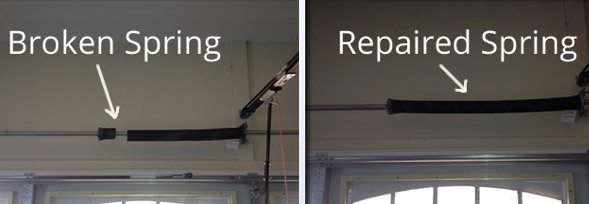 broken and repaired spring overhead door or metro milwaukee