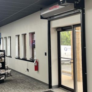 Hurricane shutter door install at a gun shop for security